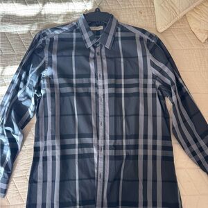 Burberry Blue and Gray Casual Button Down Shirt